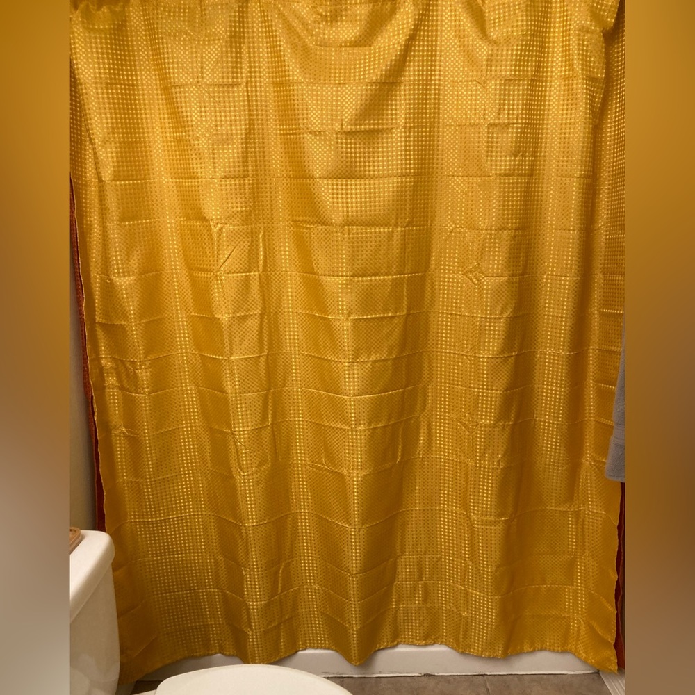 Yellow shower curtain